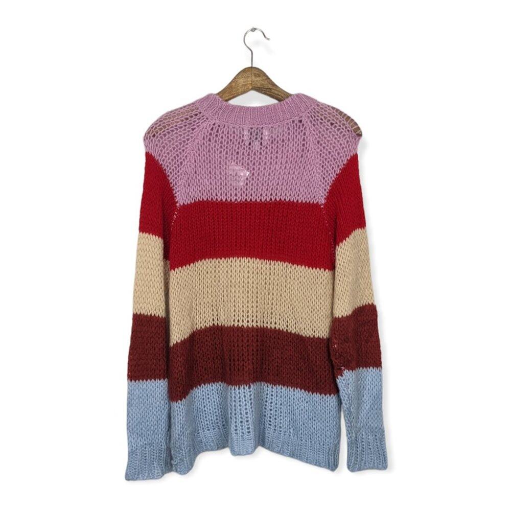 J.O.A. Colorblock Stripe Chunky Knit Pullover Swe… - image 2